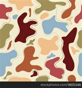 Seamless abstract pattern of organic shapes in modern colors for textures, textiles, and simple backgrounds. Flat style