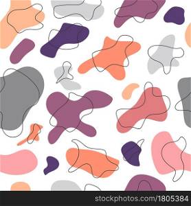 Seamless abstract pattern of organic shapes in modern colors for textures, textiles, and simple backgrounds. Flat style