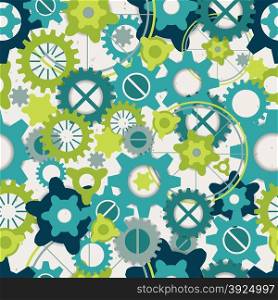 Seamless abstract pattern of pastel green gears