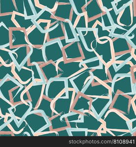 Seamless abstract pattern of watercolor rectangular shapes on a turquoise background. Ideal for packaging, textiles, backgrounds, covers. Vector illustration.