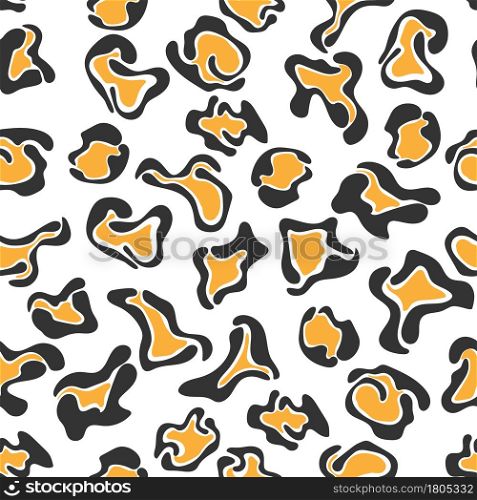 Seamless abstract pattern with black and orange spots of different shapes for textures, textiles and simple backgrounds. Scalable vector graphics
