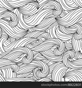 Seamless abstract pattern with waves and cloud vector image