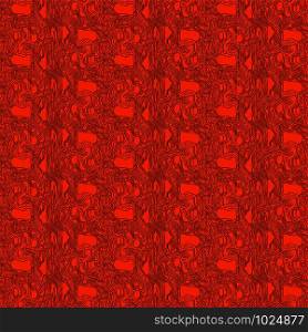 Seamless abstract pattern with wavy lines in brown color on the orange background, hand drawing vector
