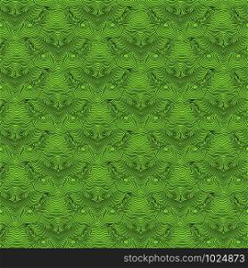 Seamless abstract pattern with wavy lines in green hues, hand drawing vector
