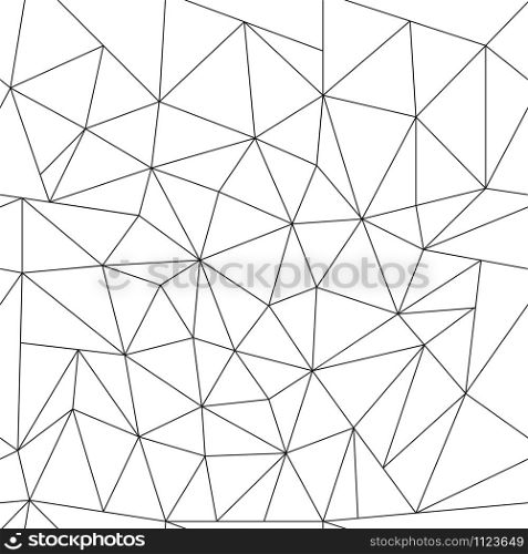 Seamless abstract polygonal contour blank pattern. A pattern of chaotic empty triangles. Simple design. Isolated on white background. Seamless coloring for fabric, textile and wrap backgrounds.