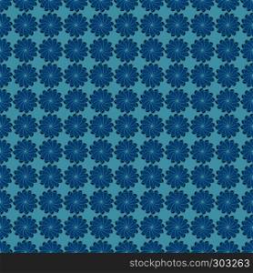 Seamless abstract stencil pattern composed of circular figures in blue hues on the mute background, vector handmade
