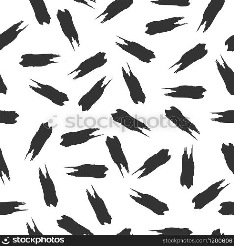 Seamless abstract vector stock pattern. Smears of black paint on a white background for textiles, packaging, paper printing, simple backgrounds and textures.