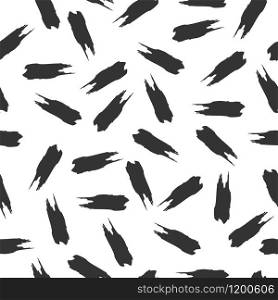 Seamless abstract vector stock pattern. Smears of black paint on a white background for textiles, packaging, paper printing, simple backgrounds and textures.