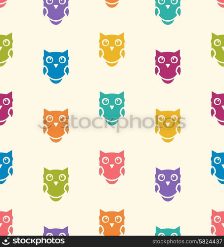 Seamless Animals Owl Pattern - vector