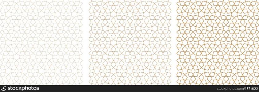 Seamless arabic geometric ornament in brown color.FINE,THIN AND AVERAGE thickness lines.