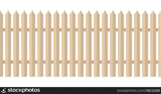 Seamless arrow wooden fence. Realistic brown wood plank palisade. 3D vector illustration isolated on white background.. Seamless arrow wooden fence. 3D vector illustration
