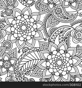 Seamless asian paisley hand-drawn vector floral pattern. Seamless asian paisley pattern