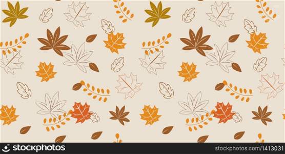 Seamless autumn pattern background, Vector floral flower autumn, Hand drawn decorative element, Seamless backgrounds and wallpapers for fabric, packaging, Decorative print, Textile