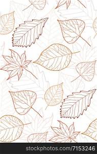 Seamless autumn pattern with colored leaves contours for your creativity