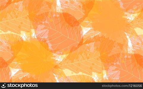 Seamless autumn pattern with colorful translucent leaves and watercolor splashes for your creativity. Seamless autumn pattern with colorful translucent leaves and wat