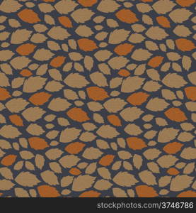 Seamless autumn vector pattern with fallen leaves on dark blue background. Seamless autumn vector pattern with fallen leaves