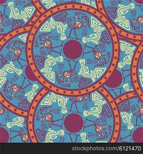 Seamless aztec pattern with herons. Vector illustration