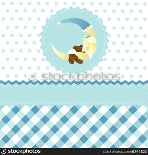 seamless baby boy pattern, blue cartoon moon wallpaper