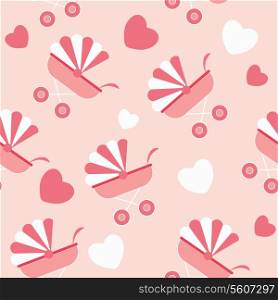 Seamless baby carriages pattern. vector background