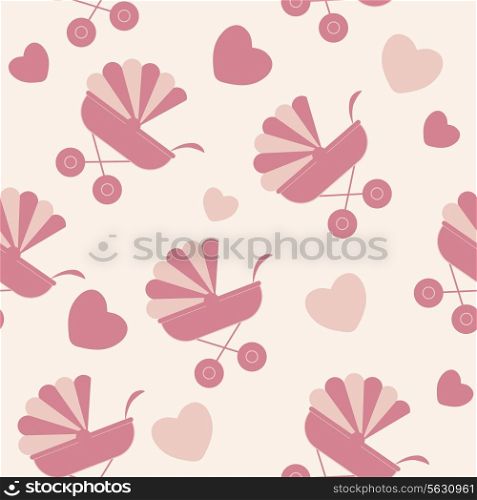 Seamless baby carriages pattern. vector background. EPS 10.