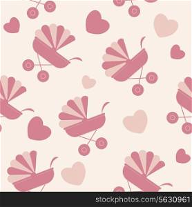 Seamless baby carriages pattern. vector background. EPS 10.