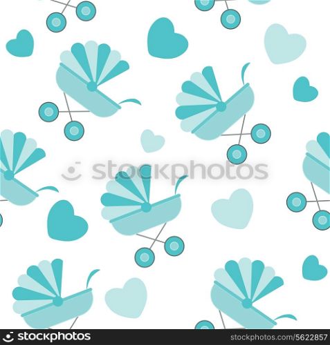 Seamless baby carriages pattern. vector background. Vector illustration.
