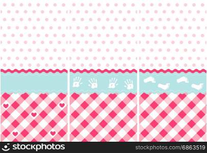 seamless baby girl pattern, pink wallpaper set