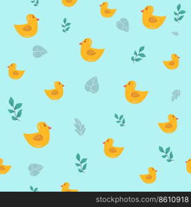 Seamless baby pattern in pastel colors with toys objects. ducks Vector Illustration for printing, backgrounds, covers, packaging, greeting cards, posters, stickers, textile and seasonal design