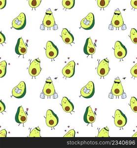 Seamless baby pattern with cute avocado. Background nursery. Tailoring, print fabric and textiles. Endless wallpaper.