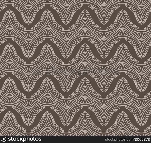Seamless Background Abstract Geometry Pattern with Wave Flowers. Vector Illustration.