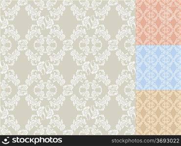 Seamless background flowers, colored set