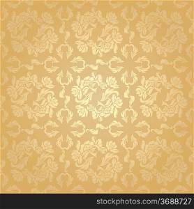 Seamless background flowers, flora. Gold