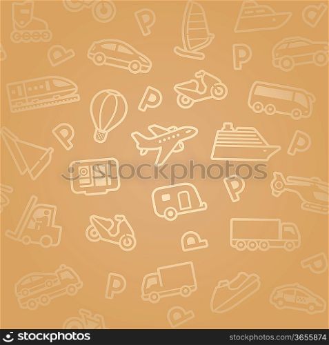 Seamless background. Gold transport icons