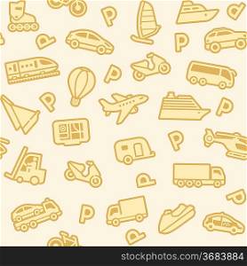 Seamless background, gold transport icons