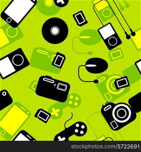 Seamless background Icon with electronic gadgets. Could be used as seamless wallpaper, textile, wrapping paper or background