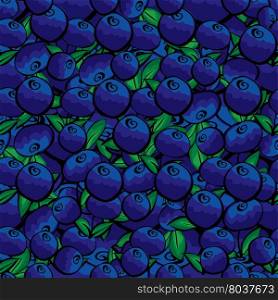 Seamless background of bright blueberry berries. Painted blueberries. Hand drawn berries. Seamless background bright blueberry berries.