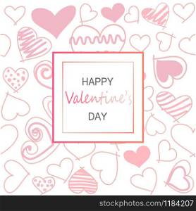 Seamless background of hand drawn stylized hearts, Valentine's day greeting card.
