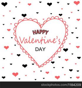 Seamless background of hand drawn stylized hearts, Valentine's day greeting card.