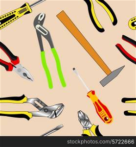 Seamless background of hand tools for construction