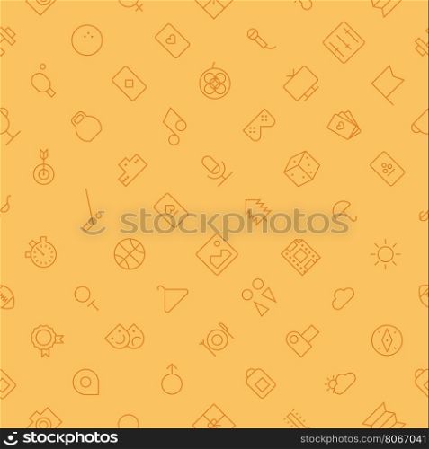 Seamless background pattern for leisure, sport and travel made of thin line icons. Vector illustration.