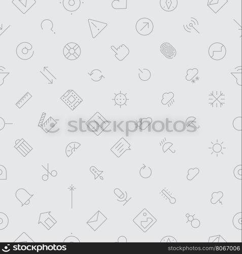 Seamless background pattern for user interface and technology made of thin line icons. Vector illustration.