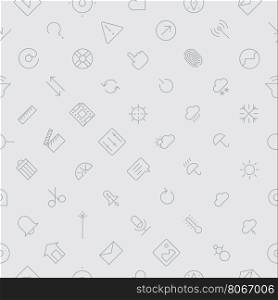 Seamless background pattern for user interface and technology made of thin line icons. Vector illustration.