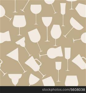 Seamless background pattern of alcoholic glass. Retro vintage style vector illustration