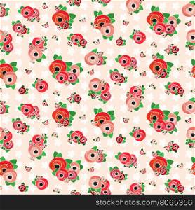 Seamless background pattern with flowers. Vector illustration.
