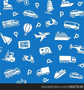 Seamless background, white transport icons