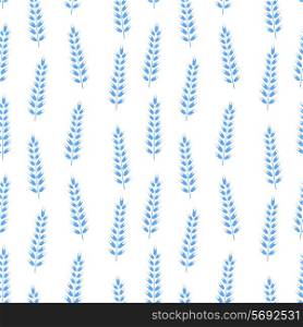 Seamless background with blue ornament. Gzhel style. Spikelet. Vector illustration.