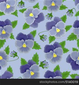 Seamless background with blue pansies