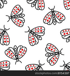 Seamless background with butterflies and moths. Vector illustration . Seamless pattern with butterflies and moths