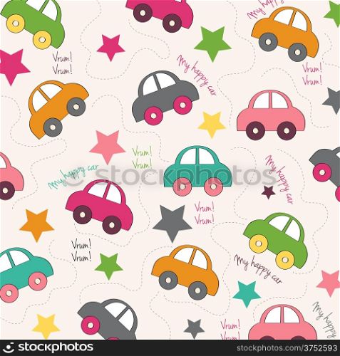 seamless background with cars, vector illustration