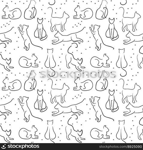 Seamless background with cat silhouette vector image